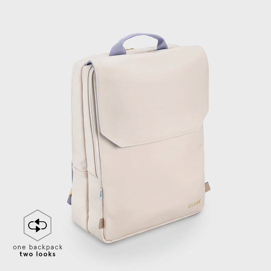 Réversible Backpack, Beige Lilac, Gold Colour CX03503 - Backpack Side Beige