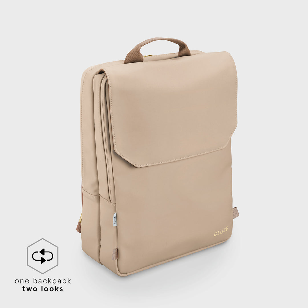 CLUSE Le Réversible Beige/Dark Brown CX03509 - Backpack side Beige