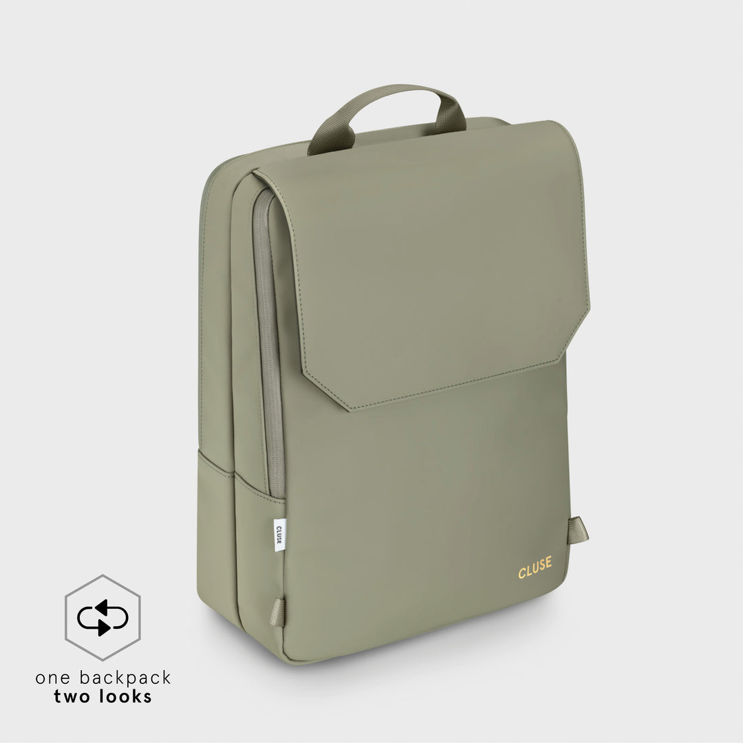 CLUSE Le Réversible Backpack Light Green Olive Gold Colour CX03511 - Backpack side Light Green