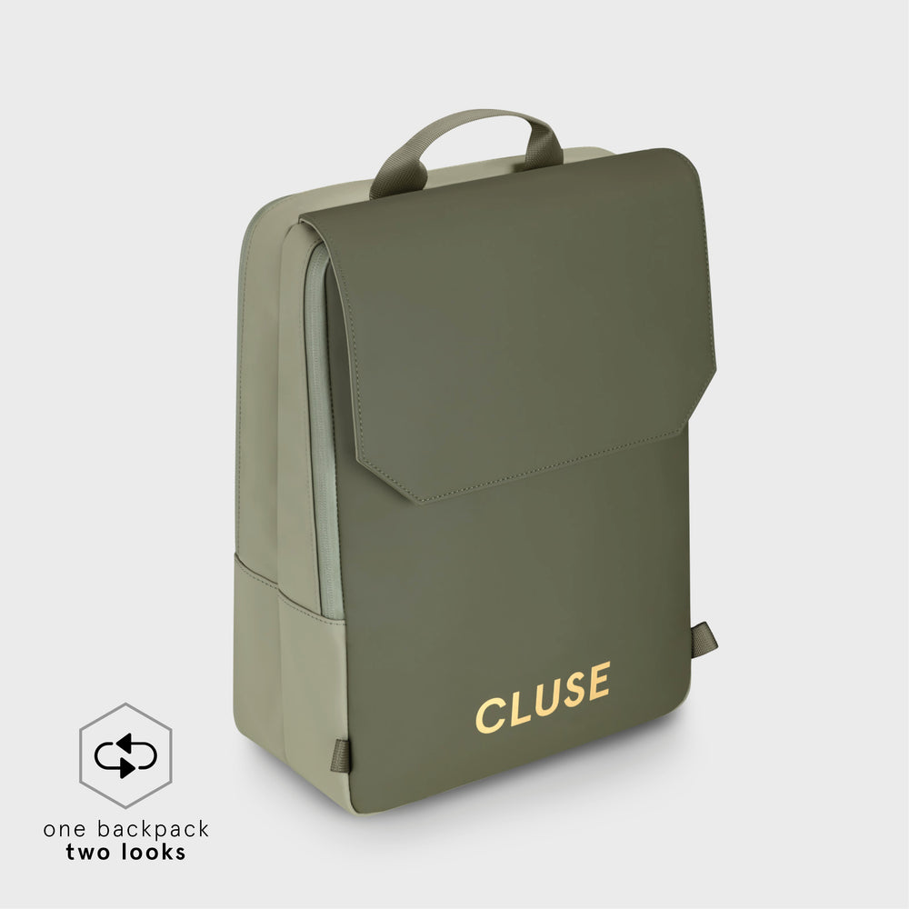 CLUSE Le Réversible Backpack Light Green Olive Gold Colour CX03511 - Backpack side Olive Green