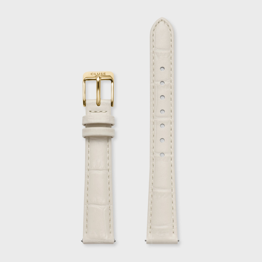 Strap 14 mm Leather Marshmallow Croco, Gold Colour CS12109 - strap.