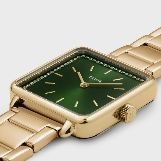 CLUSE La Tétragone Steel Gold/Green CW10311 - Watch case detail