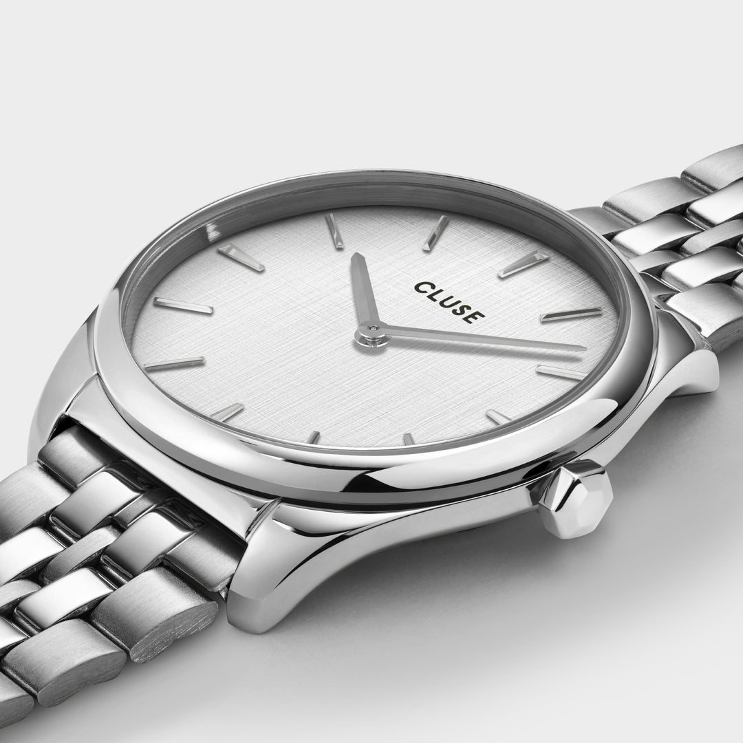 Féroce Petite Watch Steel, Silver Linen, Silver Colour CW11219 - watch detail.