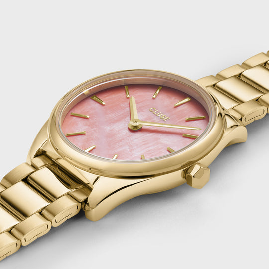 Féroce Mini Watch Steel, Apricot MOP, Gold Colour CW11709 - watch detail.