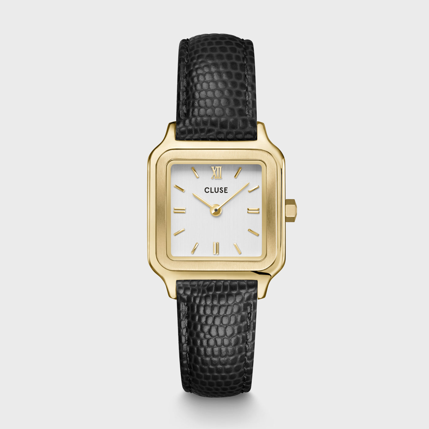 Gracieuse Petite Watch Leather, Black Lizard, Gold Colour