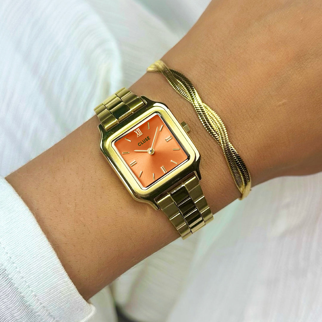 Gracieuse Petite Watch Steel, Apricot, Gold Colour CW11807 - wristshot.