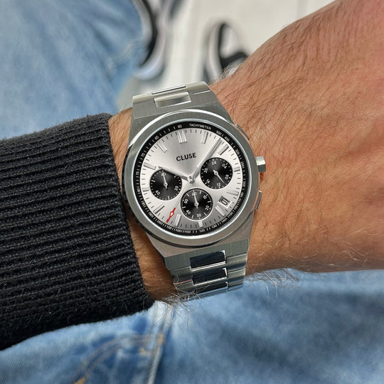 Vigoureux Chrono Steel Black, Silver Colour CW20807 - Watch on wrist