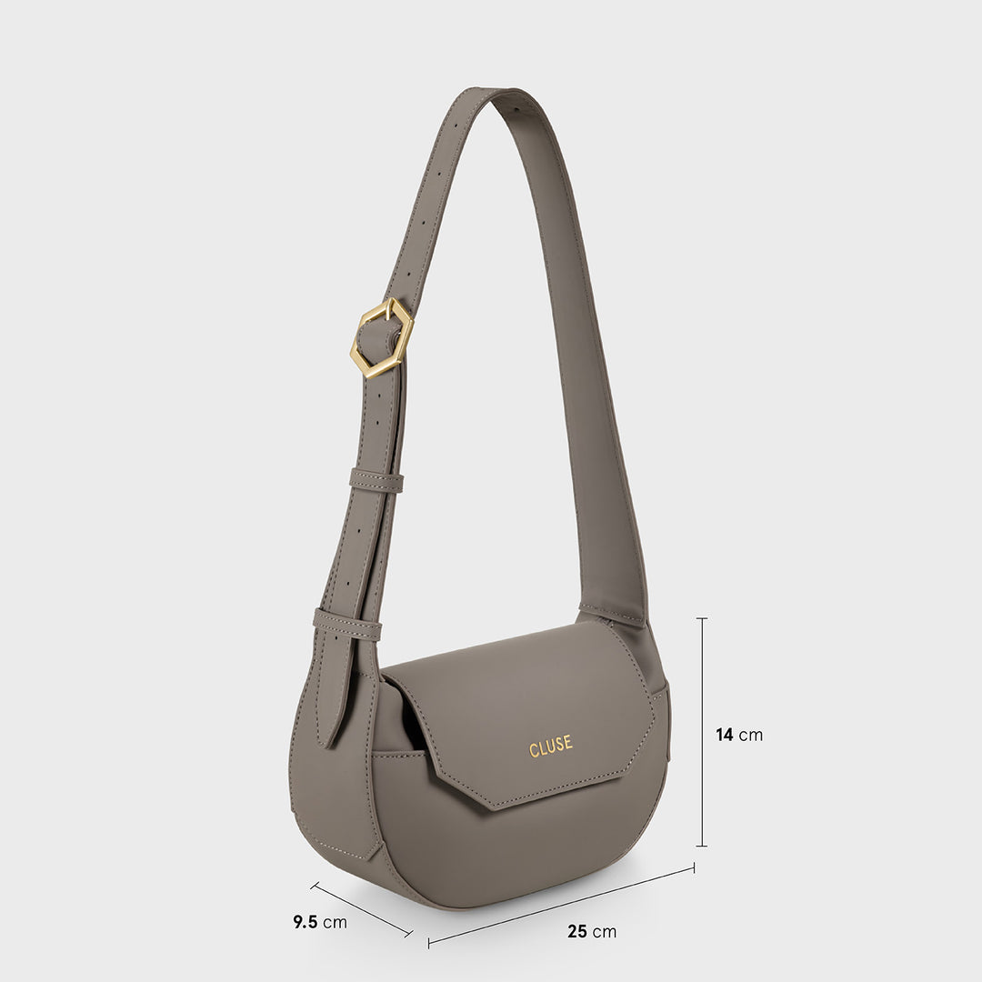 Sacroisé Petite Crossbody, Dark Grey, Gold Colour CX04203 - bag dimensions.