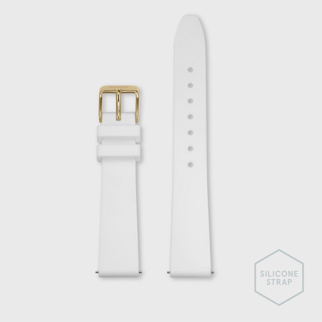 Strap 16 mm Silicone White, Gold Colour CS12219 - strap