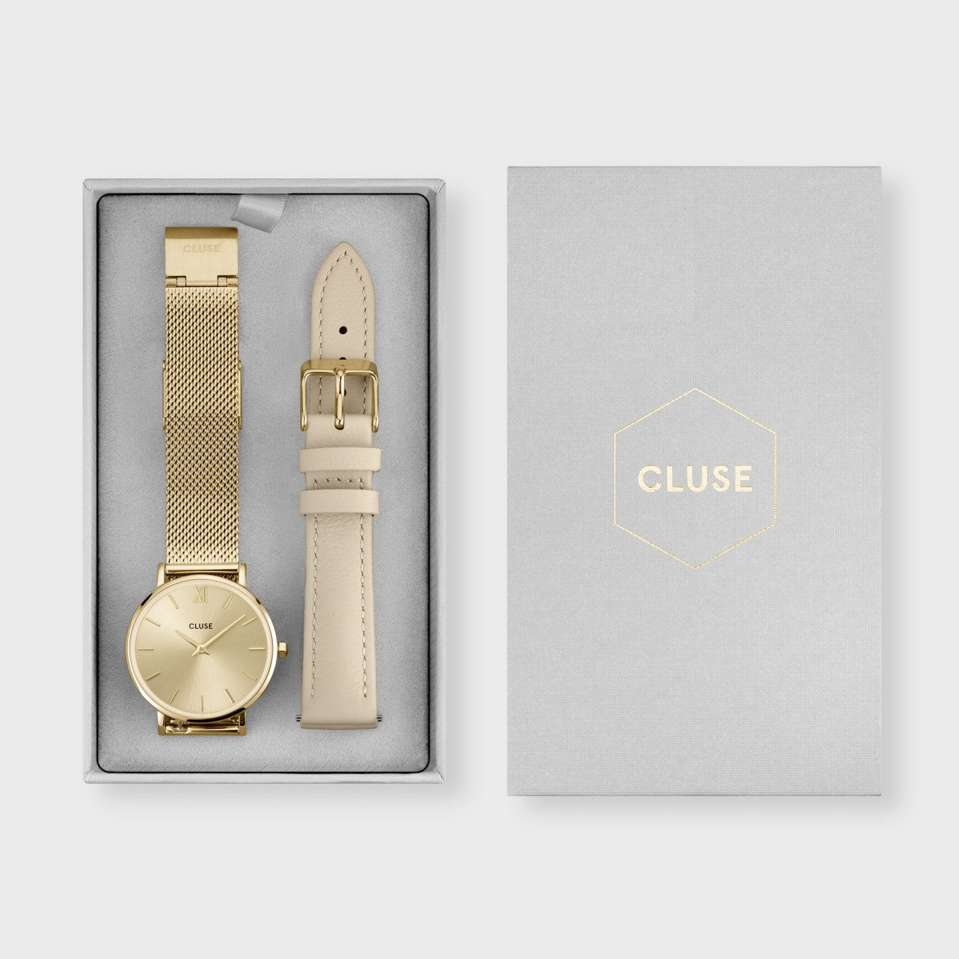 Gift Box Minuit Watch and Strap, Gold Colour