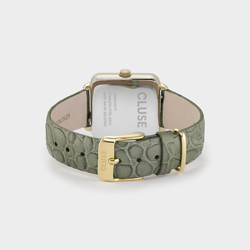 CLUSE La Tétragone Gold White/Green Alligator CW0101207016 -  Watch clasp and back