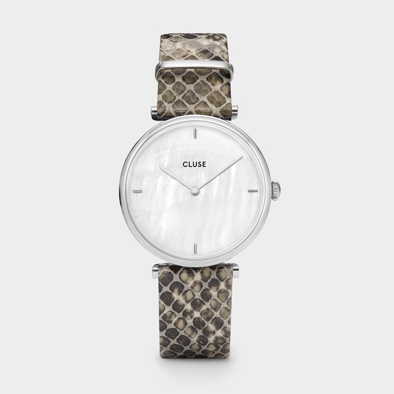 CLUSE Triomphe Silver White Pearl/Soft Grey Python CL61009 - Watch