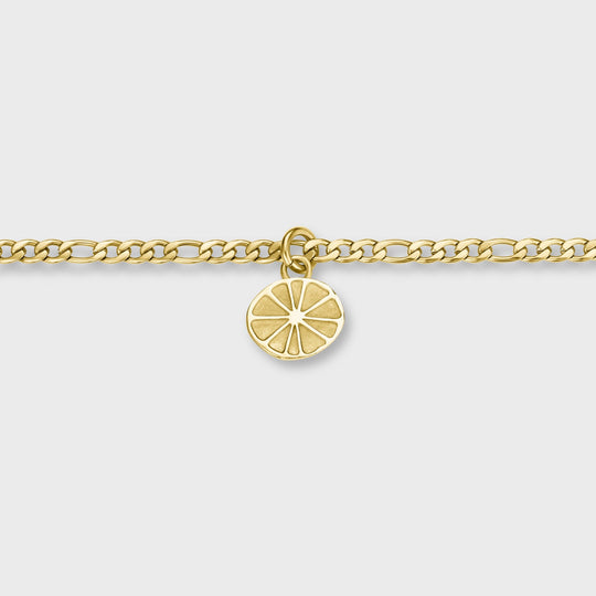 Essentielle Figaro Chain Citrus Charm Necklace, Gold Colour CN13316 - Necklace charm detail