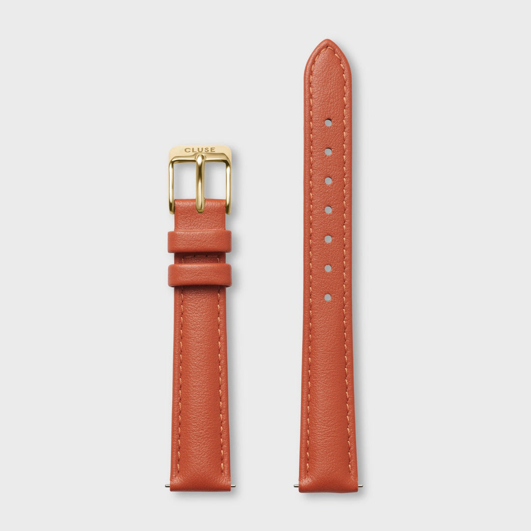 CLUSE Watch Strap 14mm Leather Warm Orange, Gold Colour CS12106 - Watch Strap