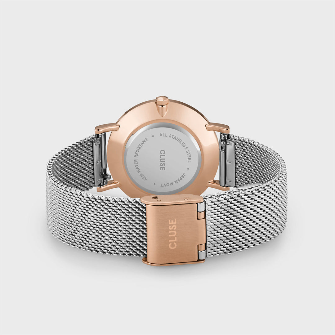CLUSE Minuit Mesh, Rose Gold, Silver/Silver CW0101203004 - Watch clasp and back