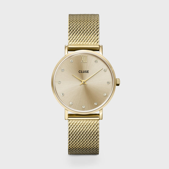 Minuit Mesh Crystals, Full Gold Colour CW10204 - Watch