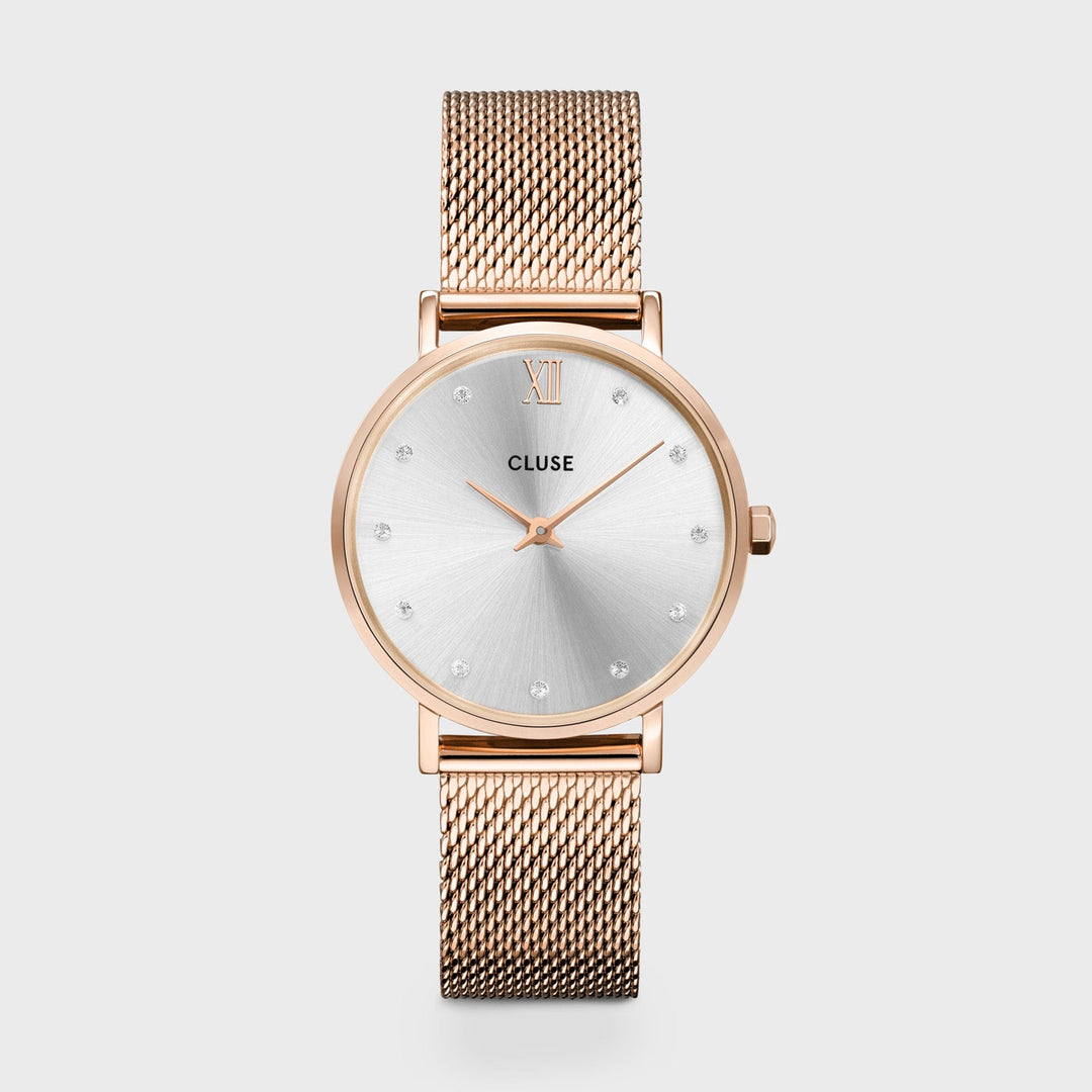Minuit Mesh Crystals, Silver, Rose Gold Colour CW10205 - Watch