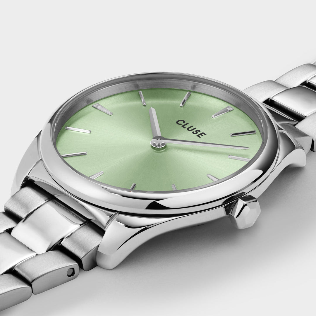 CLUSE Féroce Petite Steel Silver/Light green CW11215 - Watch case detail