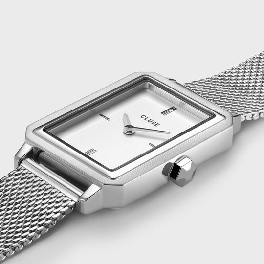 CLUSE Fluette Mesh Silver/White CW11509 - Watch case detail
