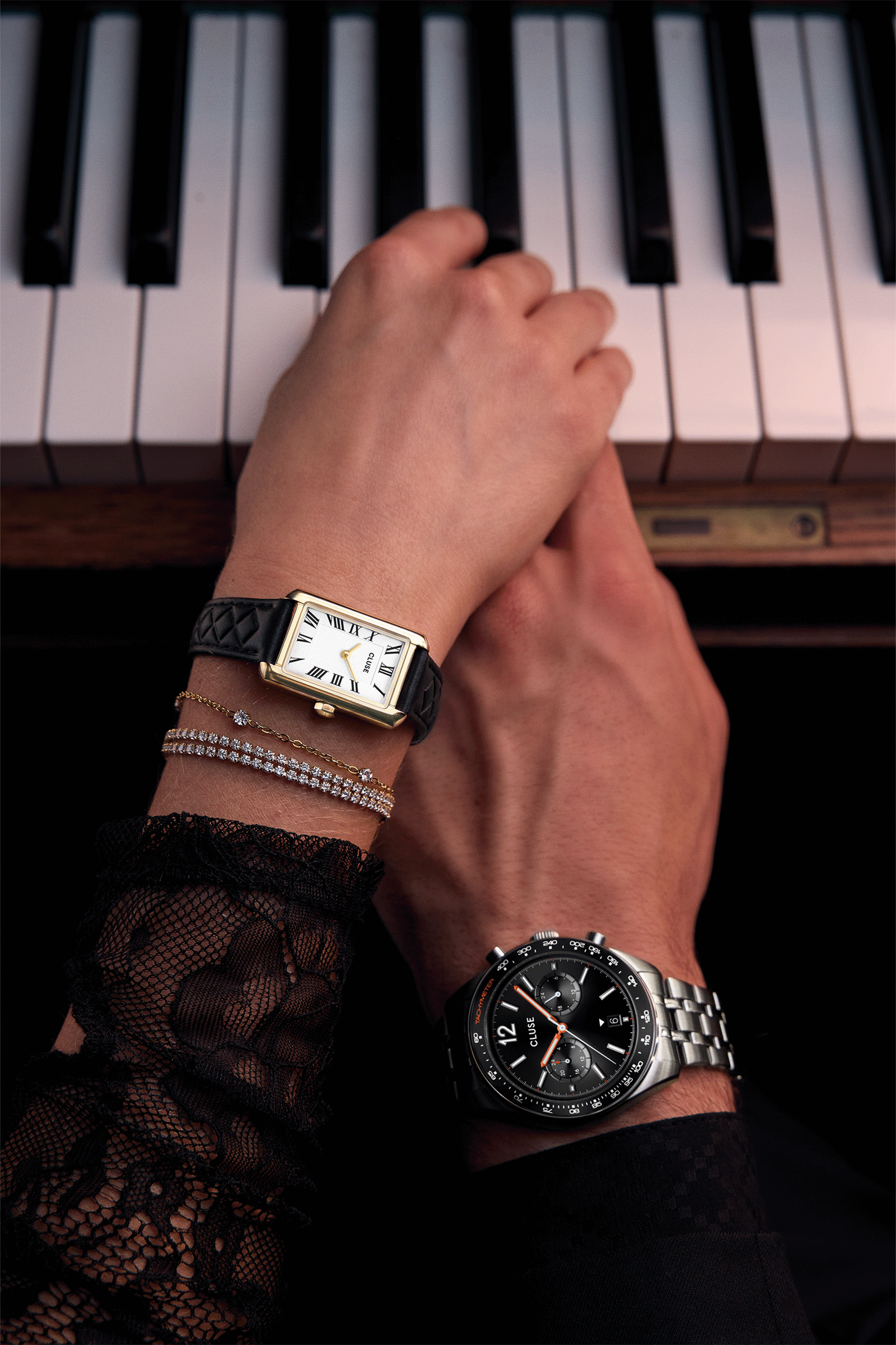 CLUSE Belisenna watch for women and CLUSE Aravis Dual Timer watch for men