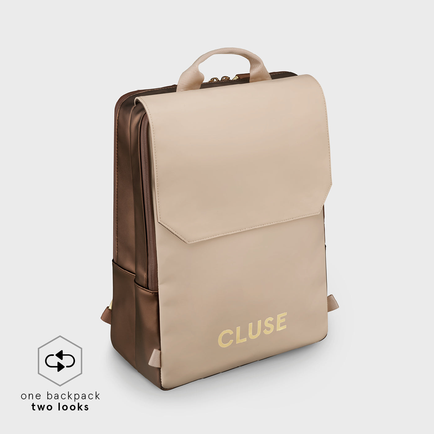CLUSE Le Réversible Backpack CX03510 Metallic Brown/Beige