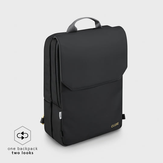 Réversible Backpack, Black Grey, Gold Colour CX03501 - Backpack Side black
