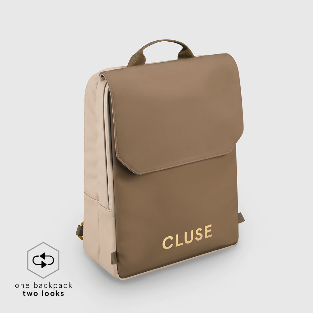 CLUSE Le Réversible Beige/Dark Brown CX03509 - Backpack side Dark brown