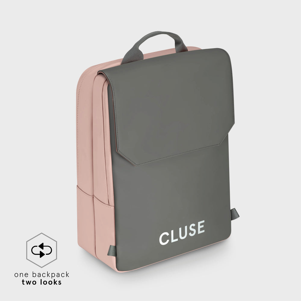 CLUSE Le Réversible Backpack Rose Dark Grey Silver Colour CX03513 - Backpack Side Dark Grey
