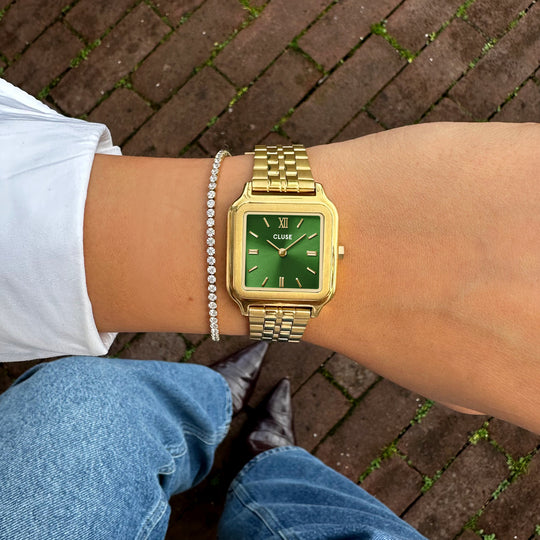 CLUSE Gracieuse Watch Steel, Forest Green, Gold Colour CW11905 - influencer wristshot