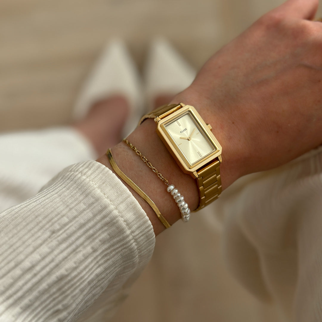 CLUSE Fluette Steel Full Gold Colour CW11506 - watch on wrist