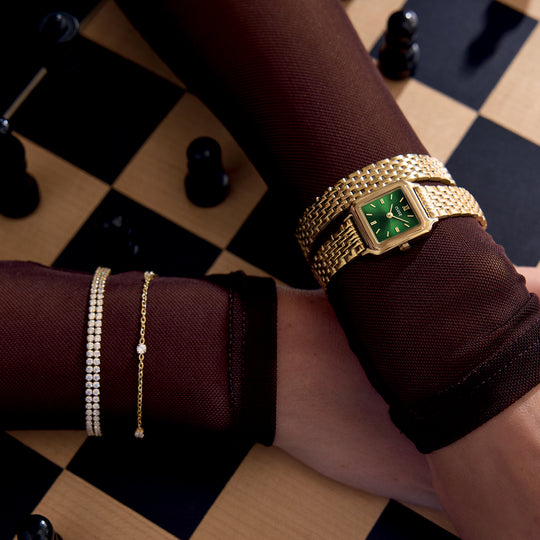 CLUSE Élevé Zirconia Chain Bracelet, Silver, Gold Colour CB13380 - Bracelet on model