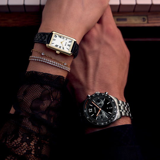 CLUSE Belisenna Watch Leather, Black Quilted, Gold Colour CW15005 - Watch on model