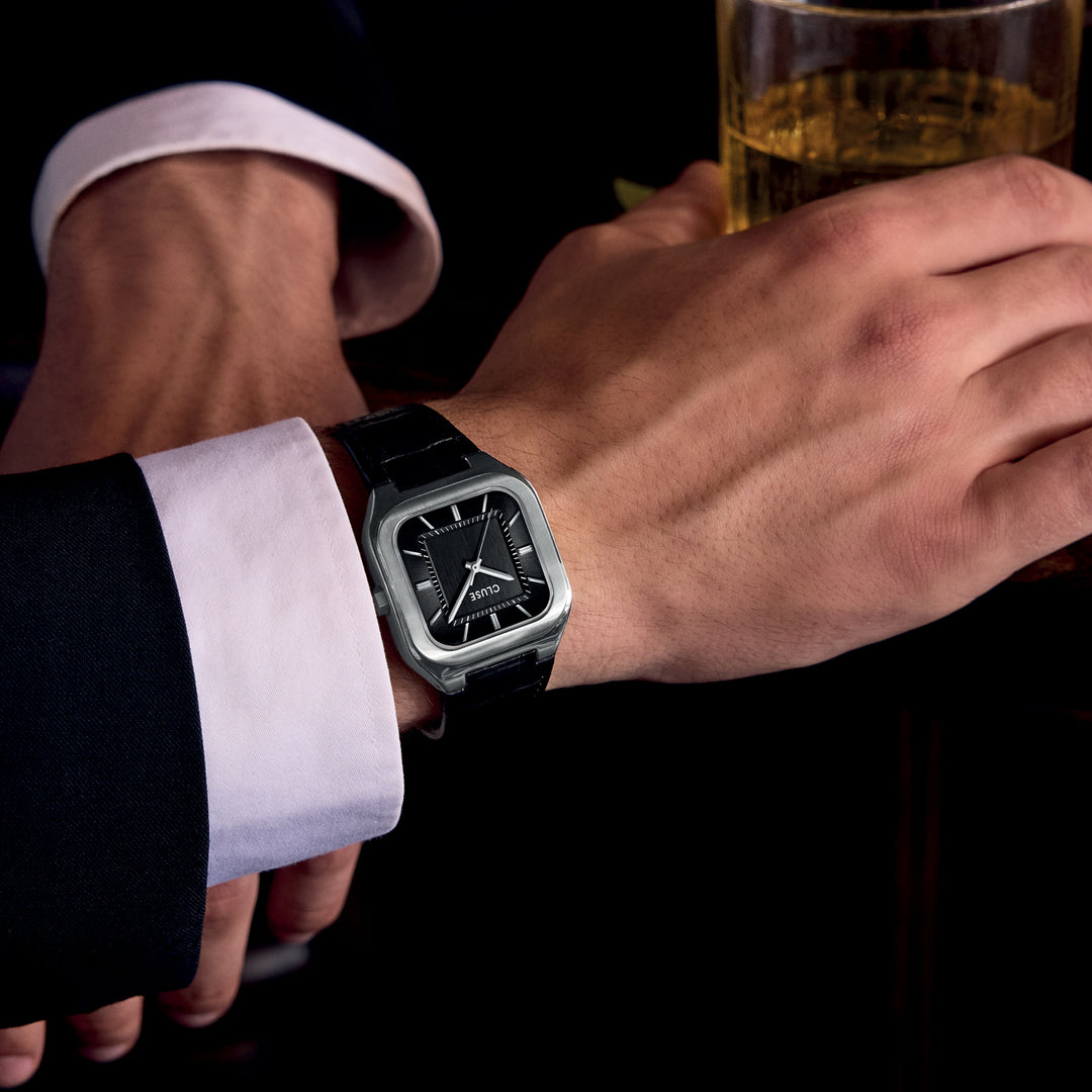 Quadrus Leather, Black, Silver Colour CW25703 - Watch on model