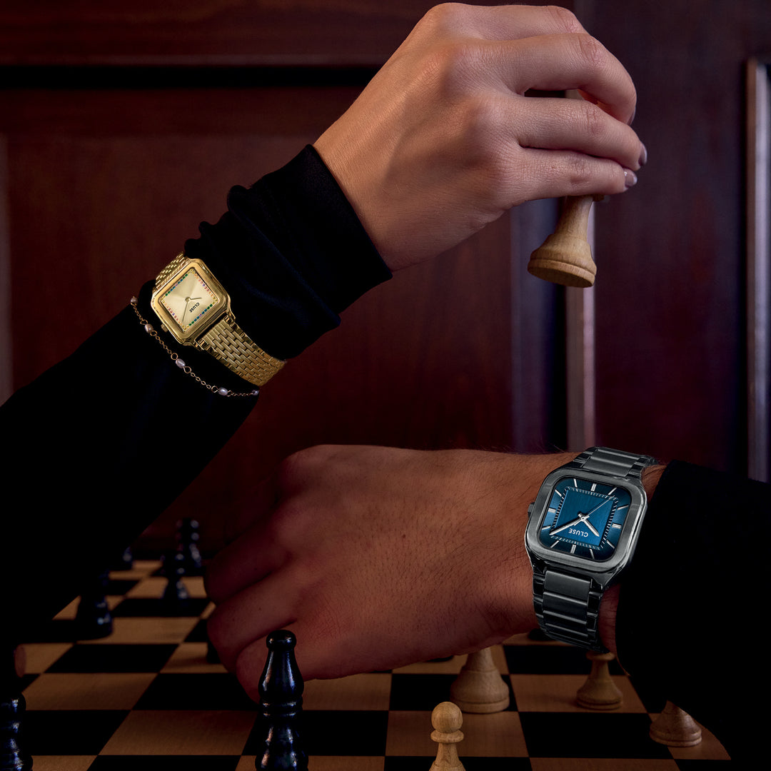 CLUSE Quadrus Steel, Blue, Silver Colour CW25701 - Watch on model