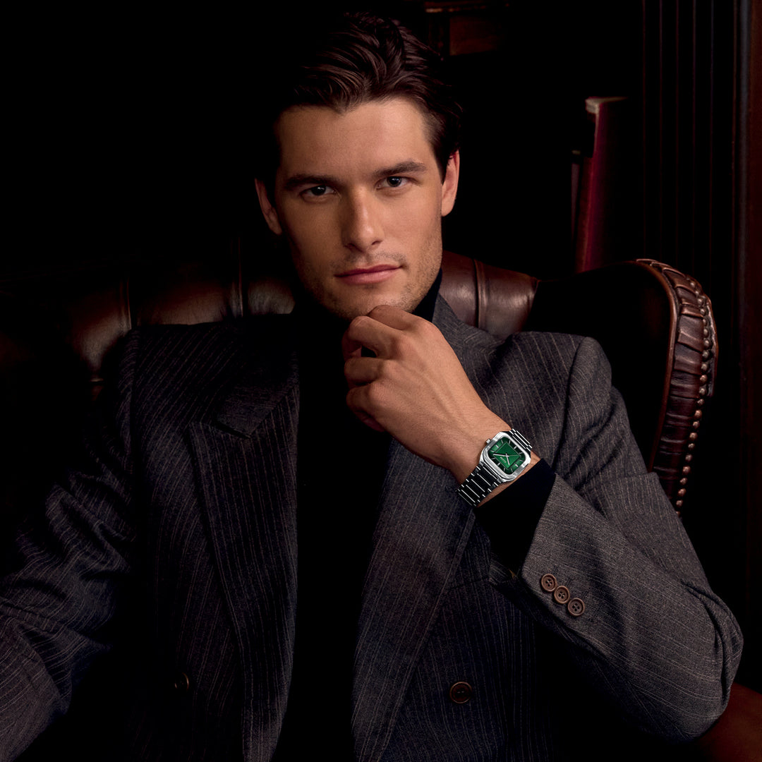 Quadrus Steel, Green, Silver Colour CW25702 - Watch on model