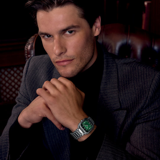 Quadrus Steel, Green, Silver Colour CW25702 - Watch on model