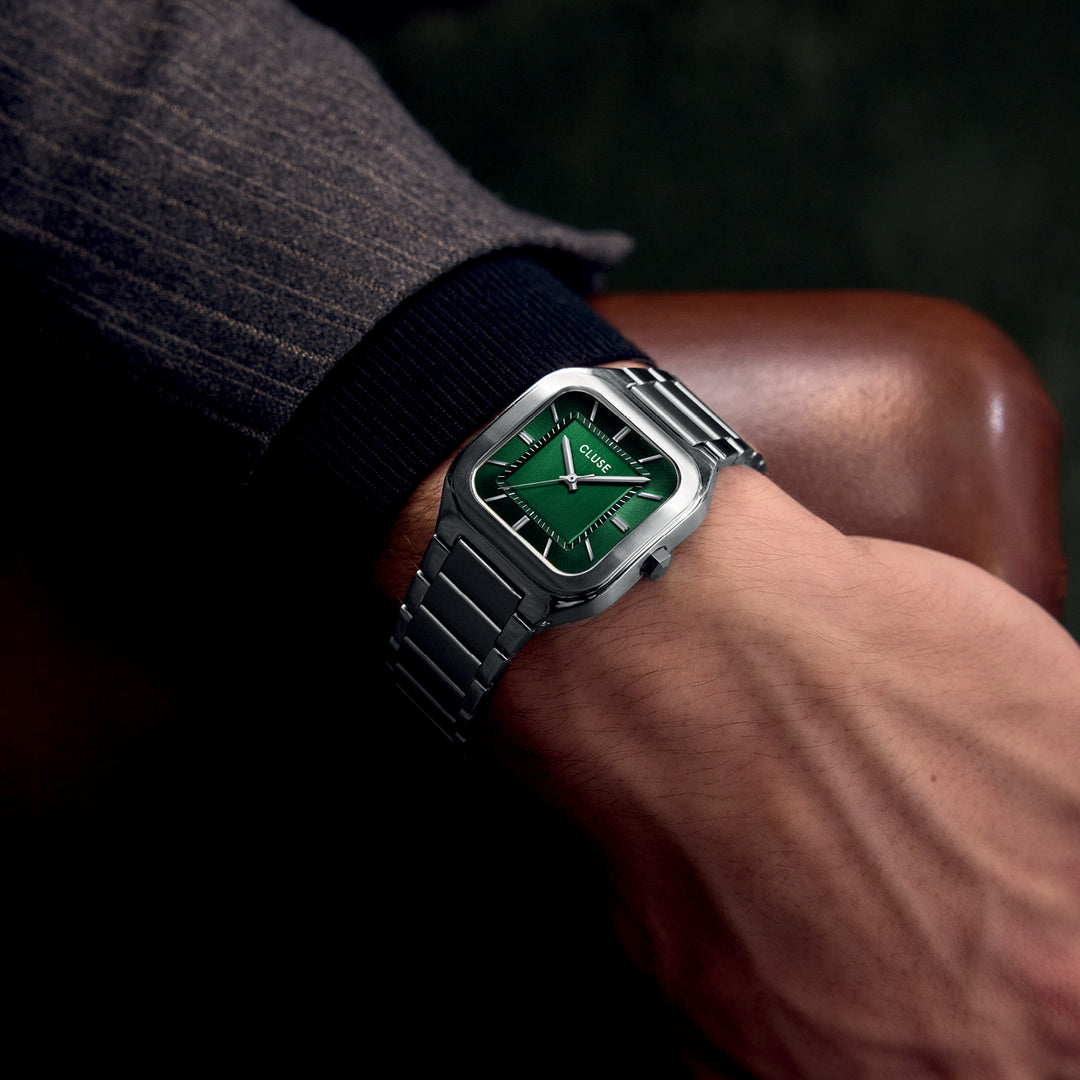 Quadrus Steel, Green, Silver Colour CW25702 - Watch on model