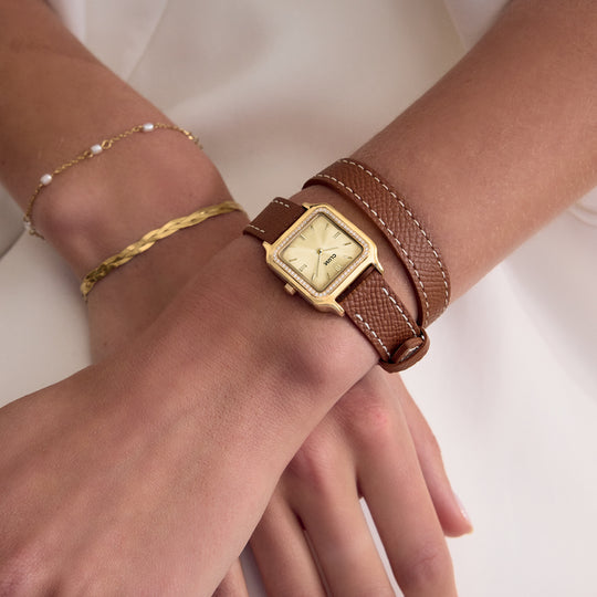 CLUSE Essentielle Pearl Bracelet, Gold Colour CB13377 - Bracelet on model