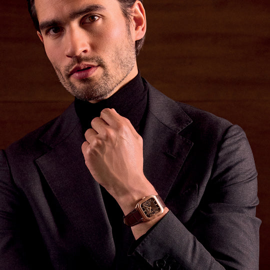 CLUSE Quadrus Multifunction Watch Leather, Brown, Rose Gold Colour CW26206 - Watch on model