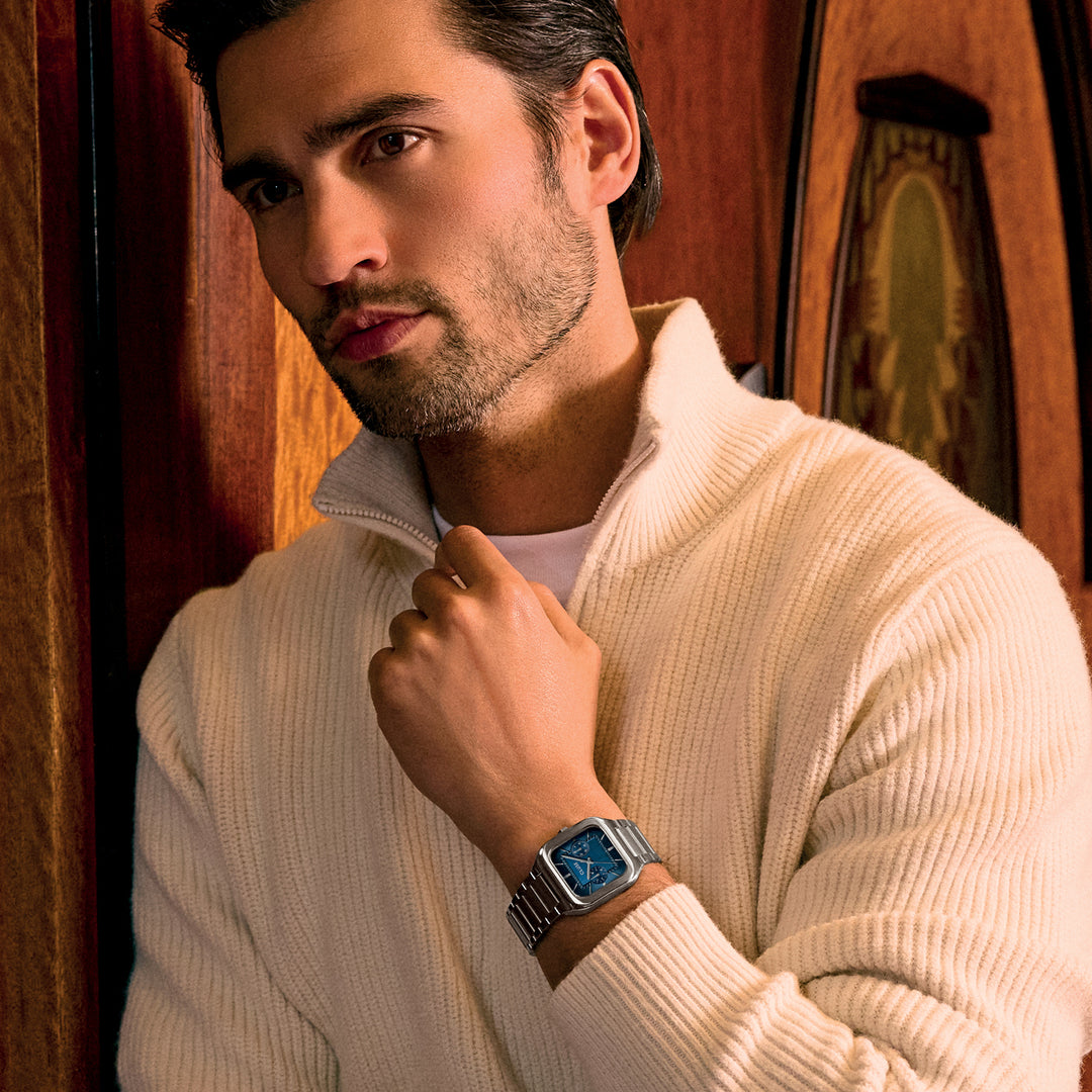 CLUSE Quadrus Multifunction Steel, Blue, Silver Colour CW26209 - Watch on model