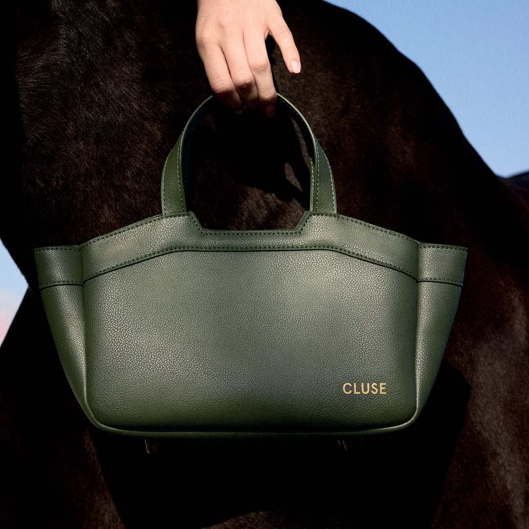 CLUSE Tote Bag Mini, Dark Olive Colour CX15903 - Tote Bag on model