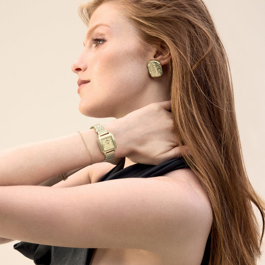 CLUSE Gracieuse Petite Watch Steel, Lace Textured, Gold Colour CW11825 - Watch on models