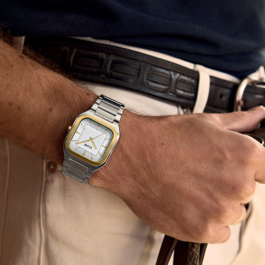 CLUSE Quadrus Steel, Silver, Two Tone CW25704 - Watch on model