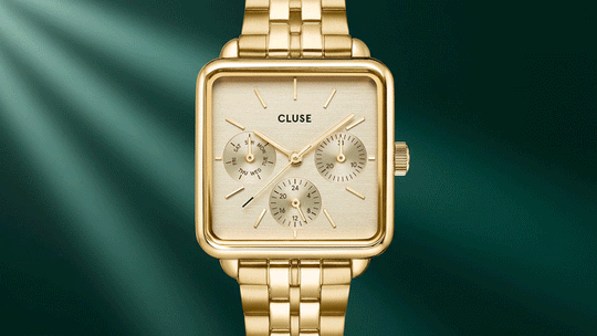 La Tétragone Multifunction Watch Steel, Full Gold Colour CW13801 - Watch ticking animation