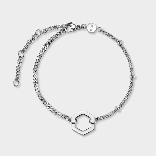 CLUSE Gift Box Minuit Steel Watch and Essentielle Mix Chain Bracelet, Silver Colour - bracelet