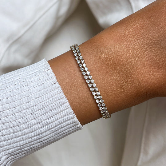 CLUSE Élevé Double Tennis Bracelet, Gold Colour CB13378 - Bracelet on wrist