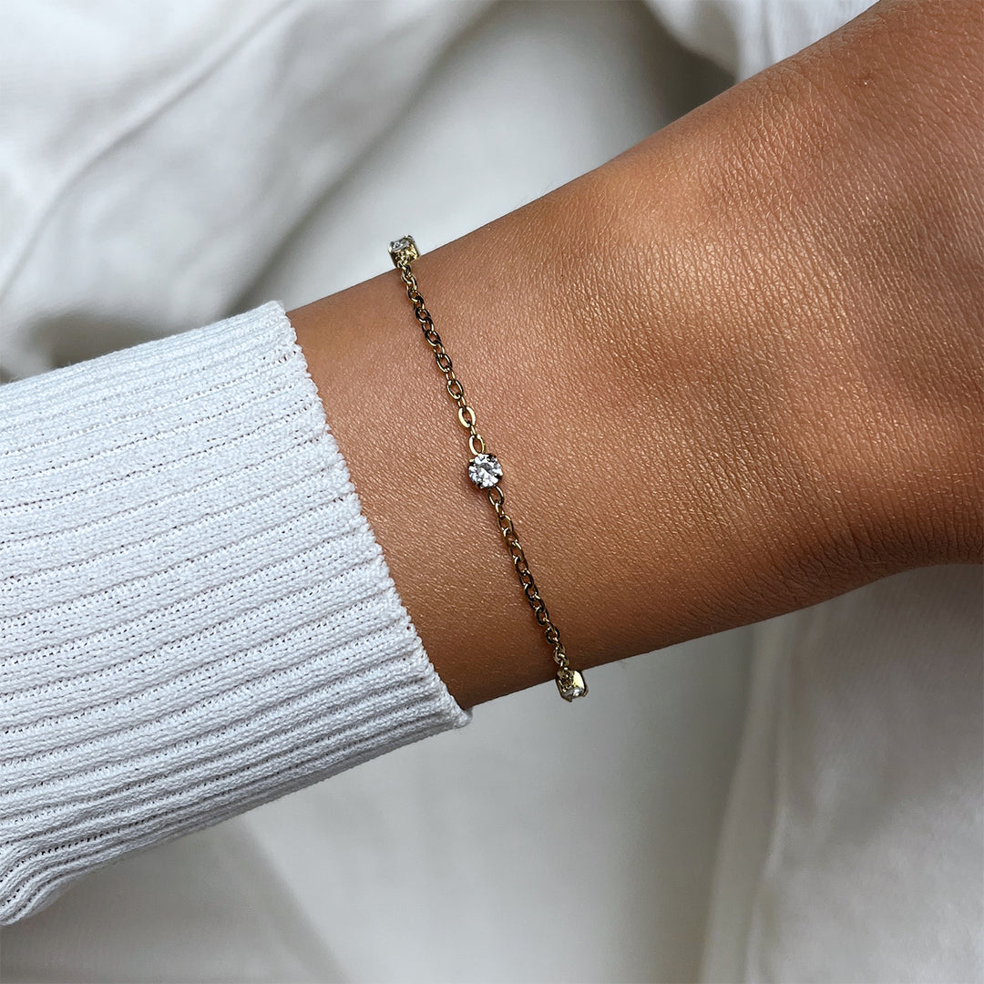 CLUSE Élevé Zirconia Chain Bracelet, Silver, Gold Colour CB13380 - Bracelet on wrist