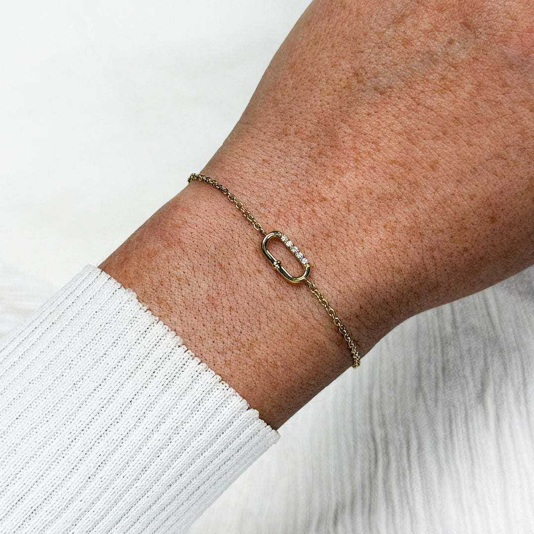 CLUSE Élevé Oval Zirconia Bracelet, Gold Colour CB13382 - Bracelet on wrist