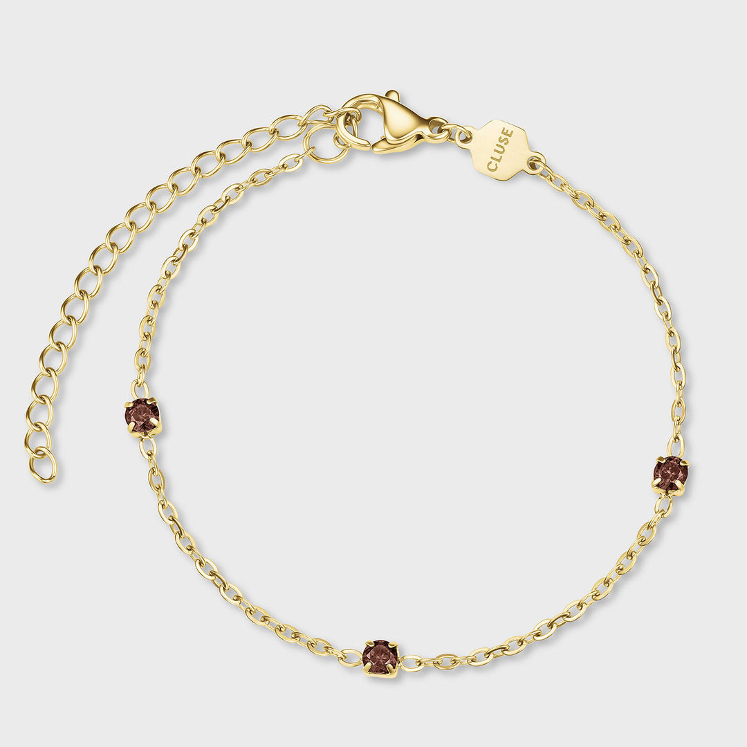 CLUSE Élevé Zirconia Chain Bracelet, Brown, Gold Colour CB13386 - Bracelet