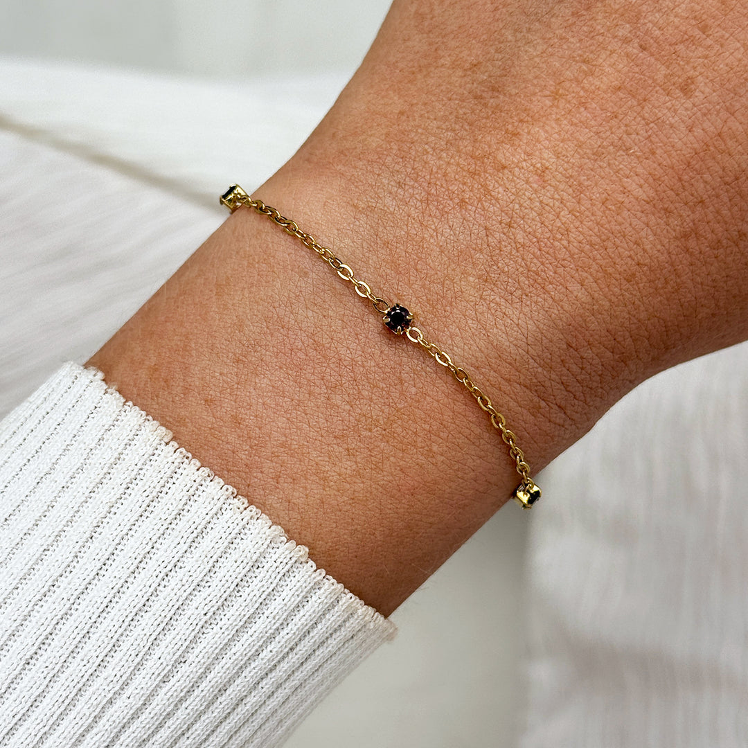 CLUSE Élevé Zirconia Chain Bracelet, Brown, Gold Colour CB13386 - Bracelet on wrist